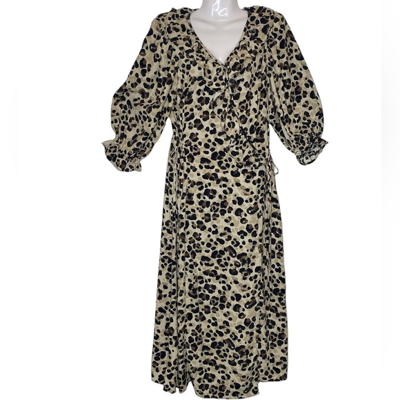 Rae Sophia Ruffle Wrap Midi Dress Sz 12 - Picture 5 of 6